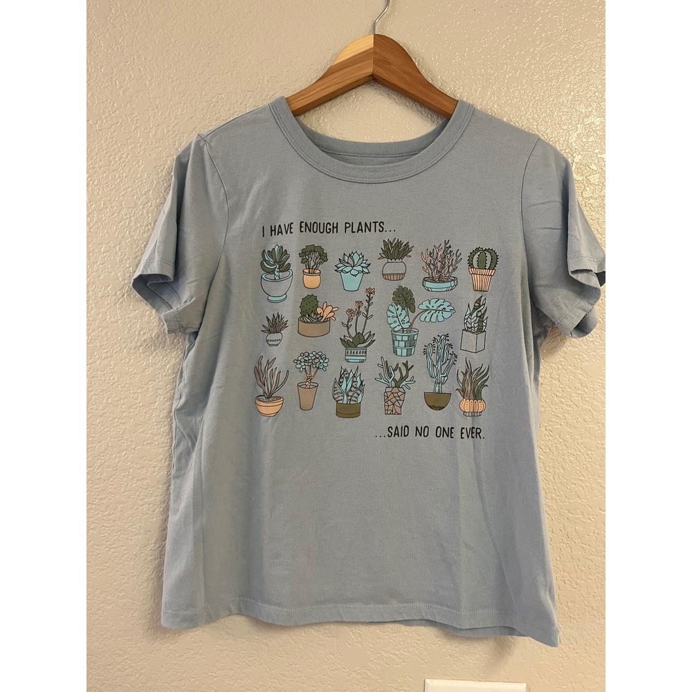 Zoe + Liv I Have Enough Plants Said No One Ever Graphic Tee Light Blue Medium